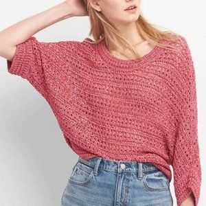 GAP open knit dolman sleeve sweater rosette E19
